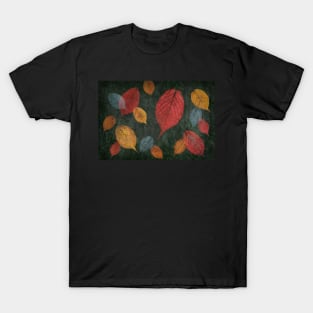 Cherry and Yarrow Leaf Composite with Green Background T-Shirt